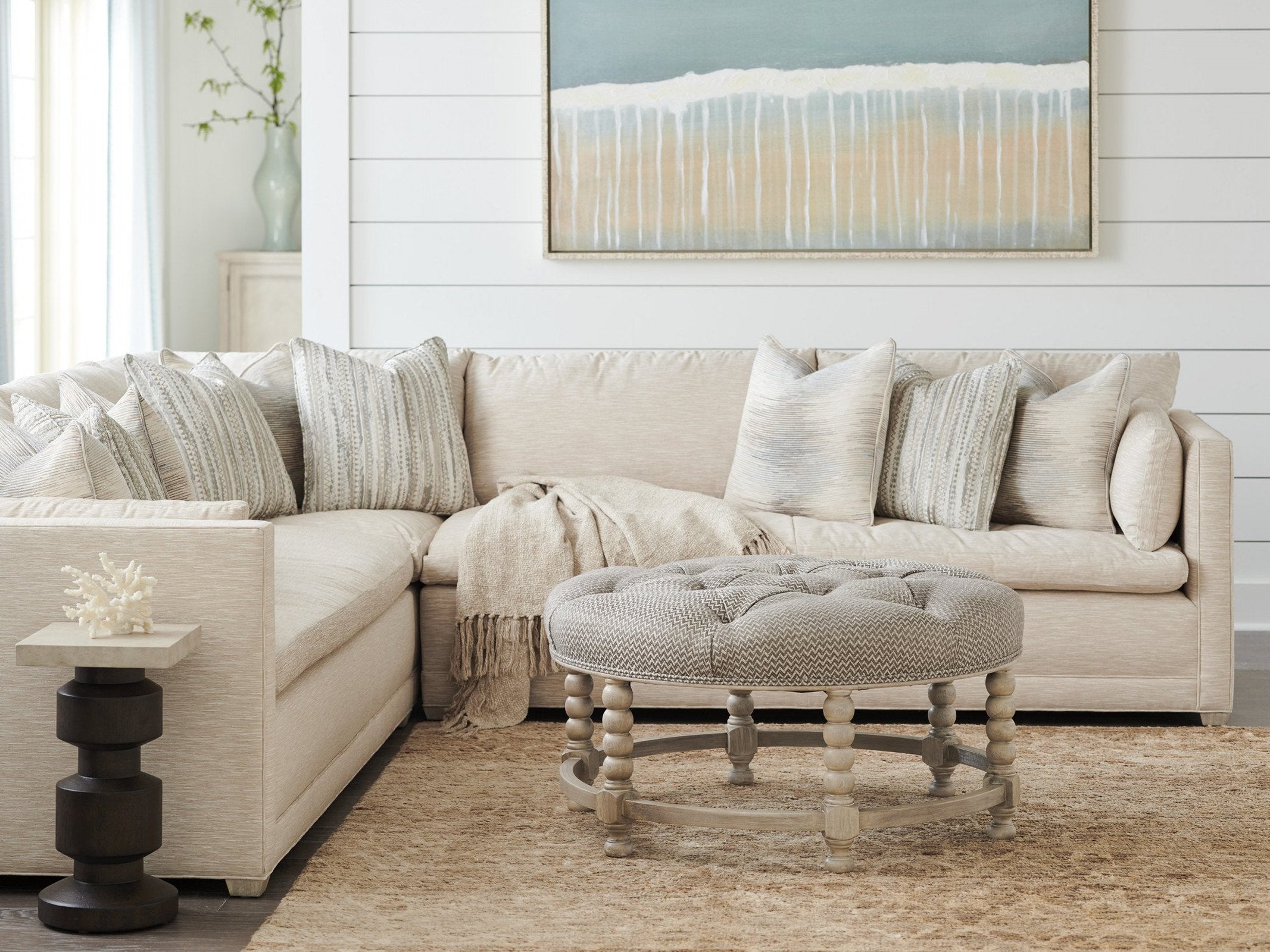 Barclay Butera Upholstery Hanover Tufted Top Ottoman