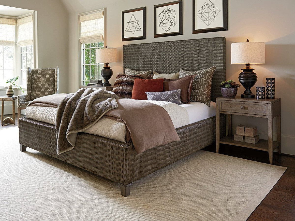 Tommy Bahama Home Cypress Point Driftwood Isle Woven Platform Bed Clearance