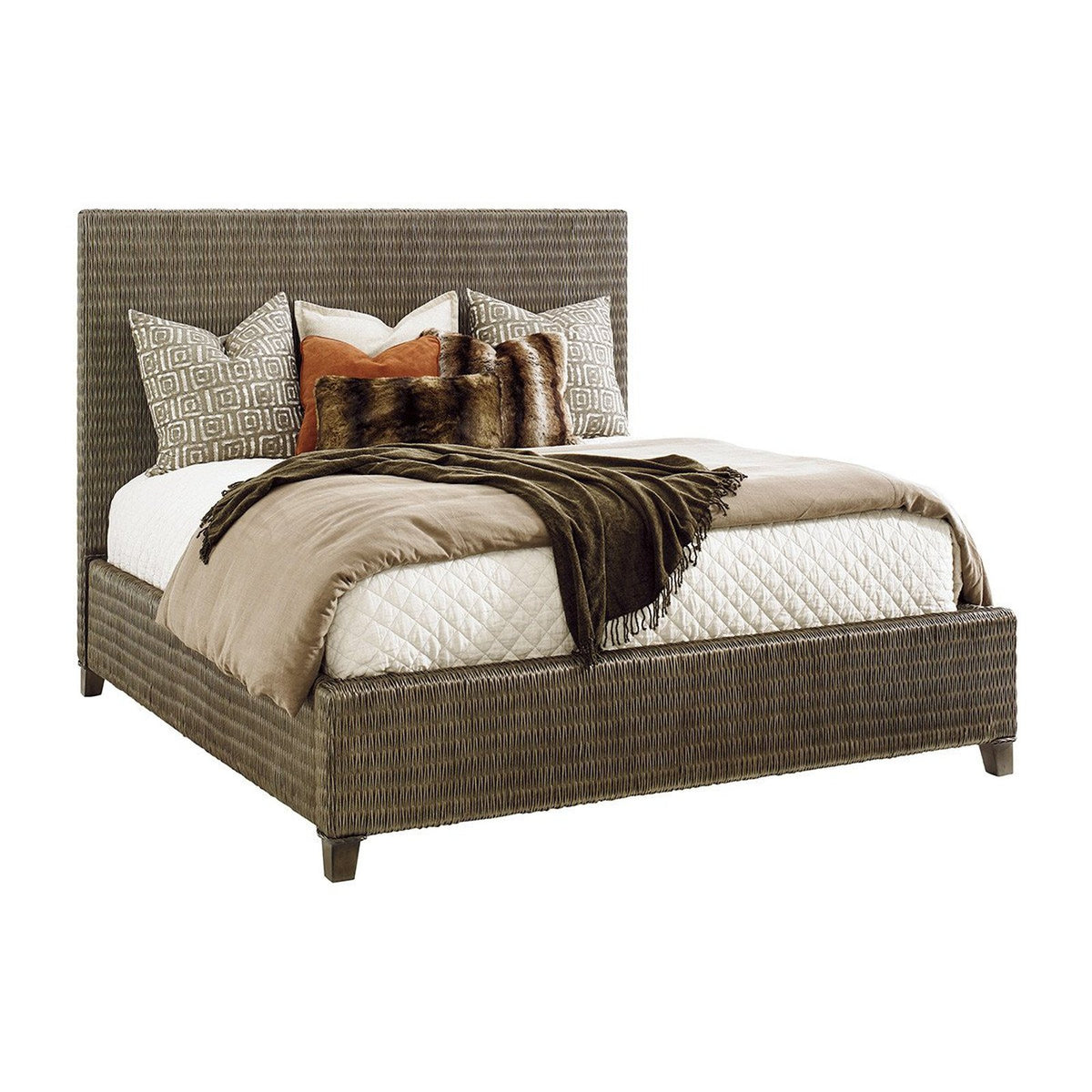 Tommy Bahama Home Cypress Point Driftwood Isle Woven Platform Bed Clearance