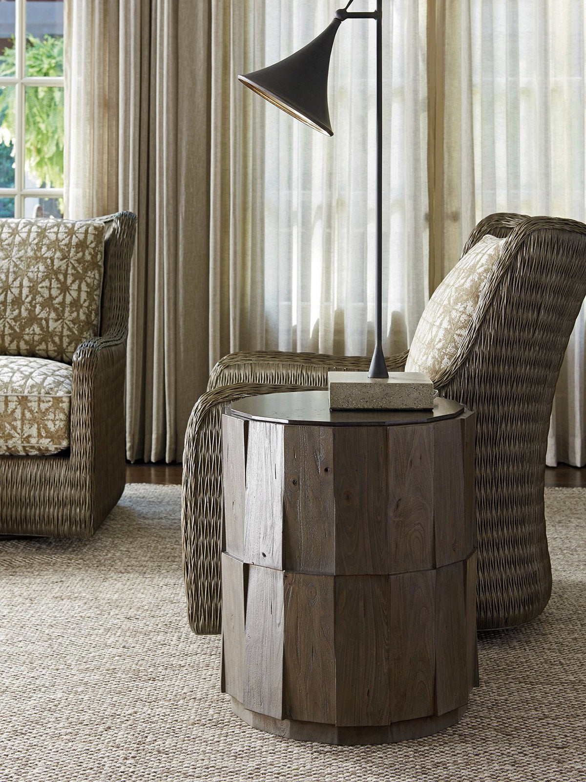 Tommy Bahama Home Cypress Point Everett Round Travertine End Table