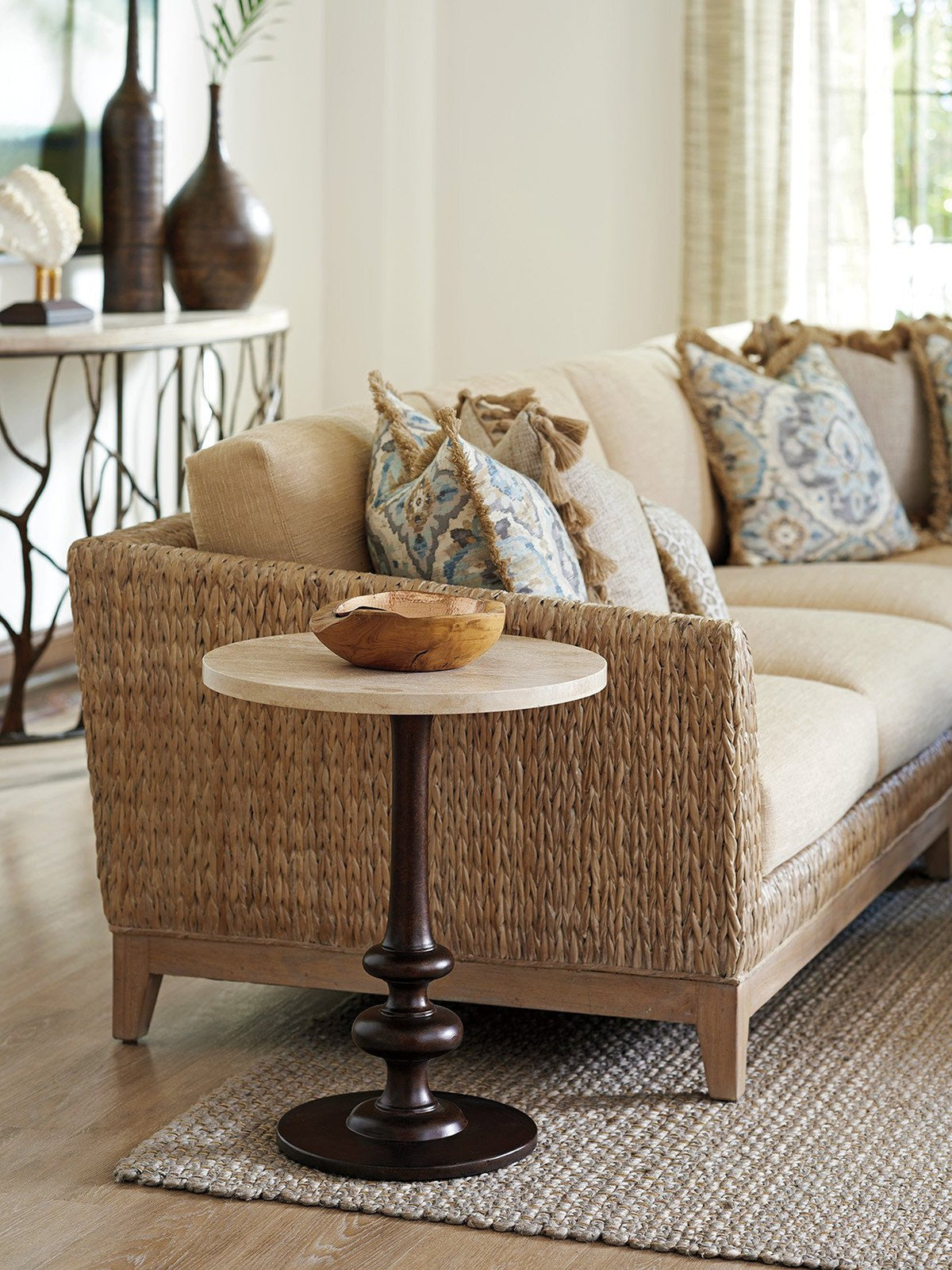 Tommy Bahama Home Los Altos Marshall Stone Top Round End Table