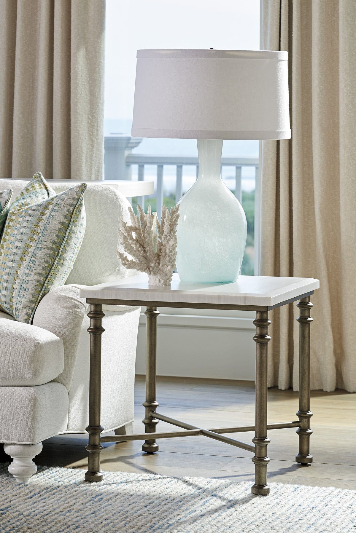 Tommy Bahama Home Ocean Breeze Flagler Square Marble Top End Table