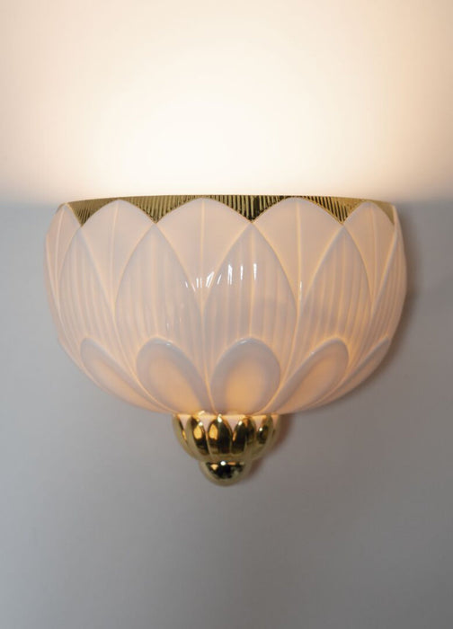 Lladro Ivy & Seed Wall Sconce White and Gold (US)