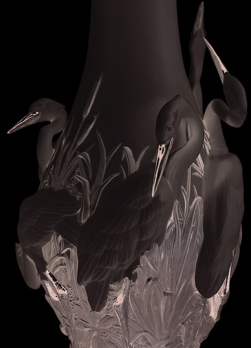 Lladro Herons' Realm Vase Silver Lustre