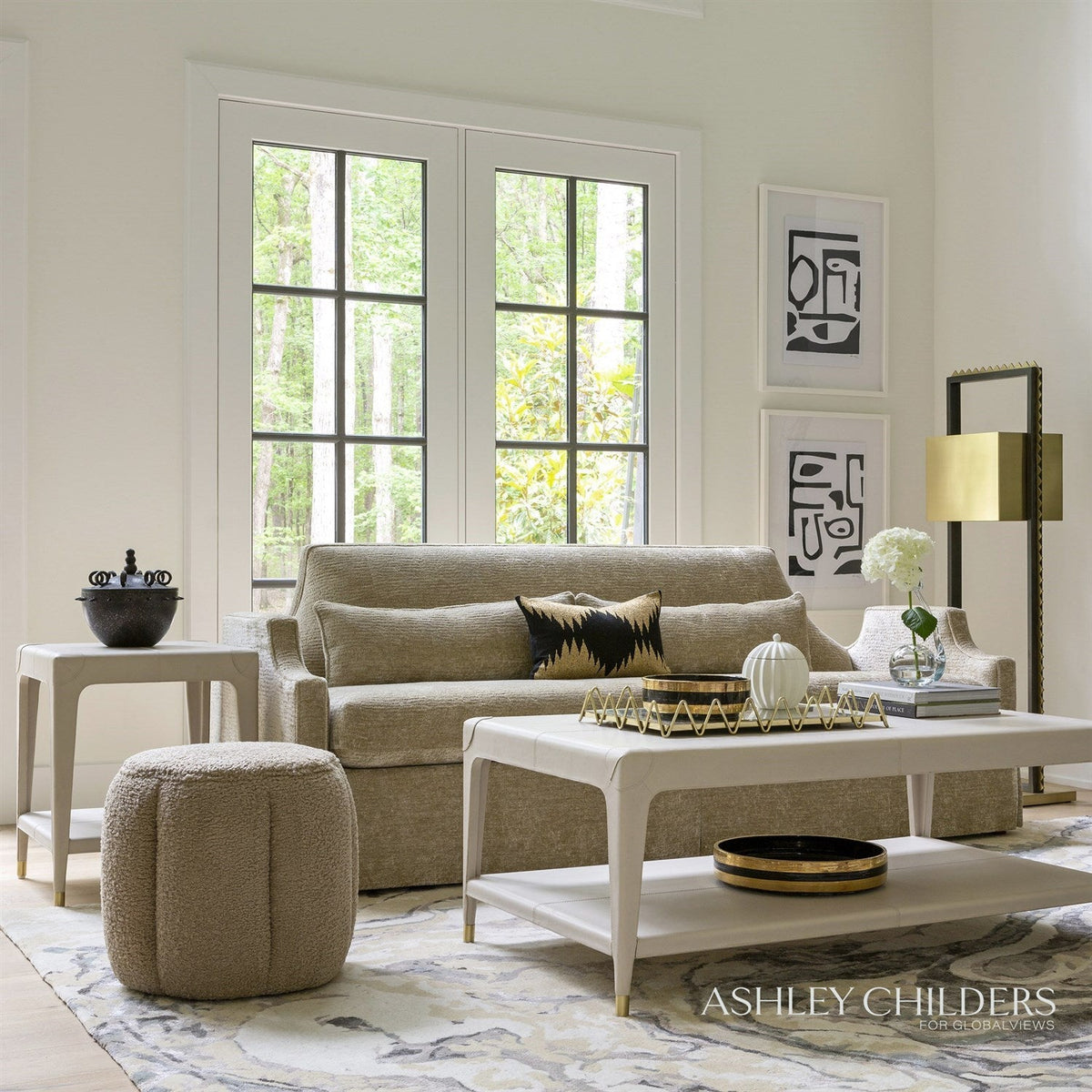 Global Views Tuffet Ottoman Sheepskin by Ashley Childers