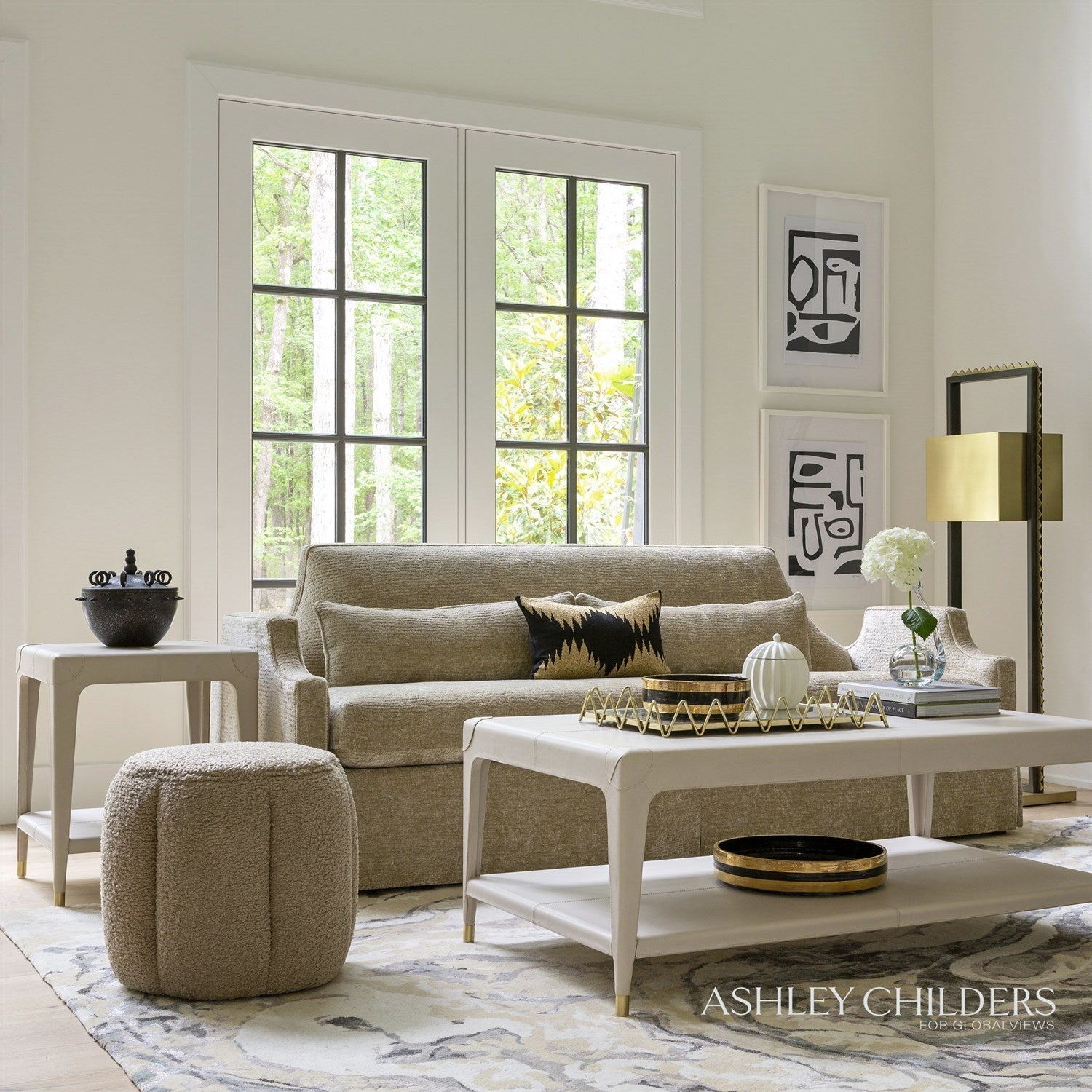 Global Views Tuffet Ottoman Sheepskin by Ashley Childers