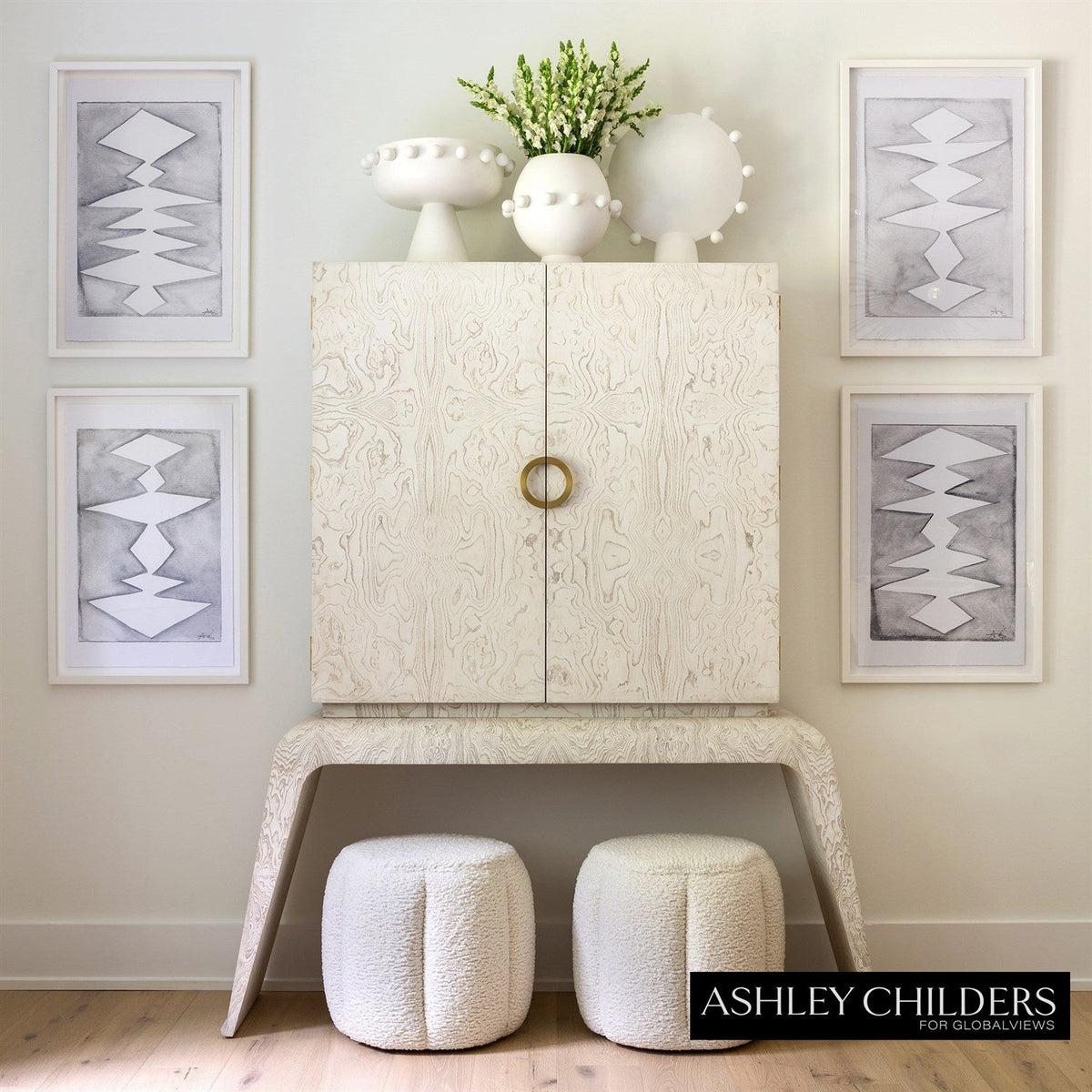 Global Views Tuffet Ottoman Sheepskin by Ashley Childers