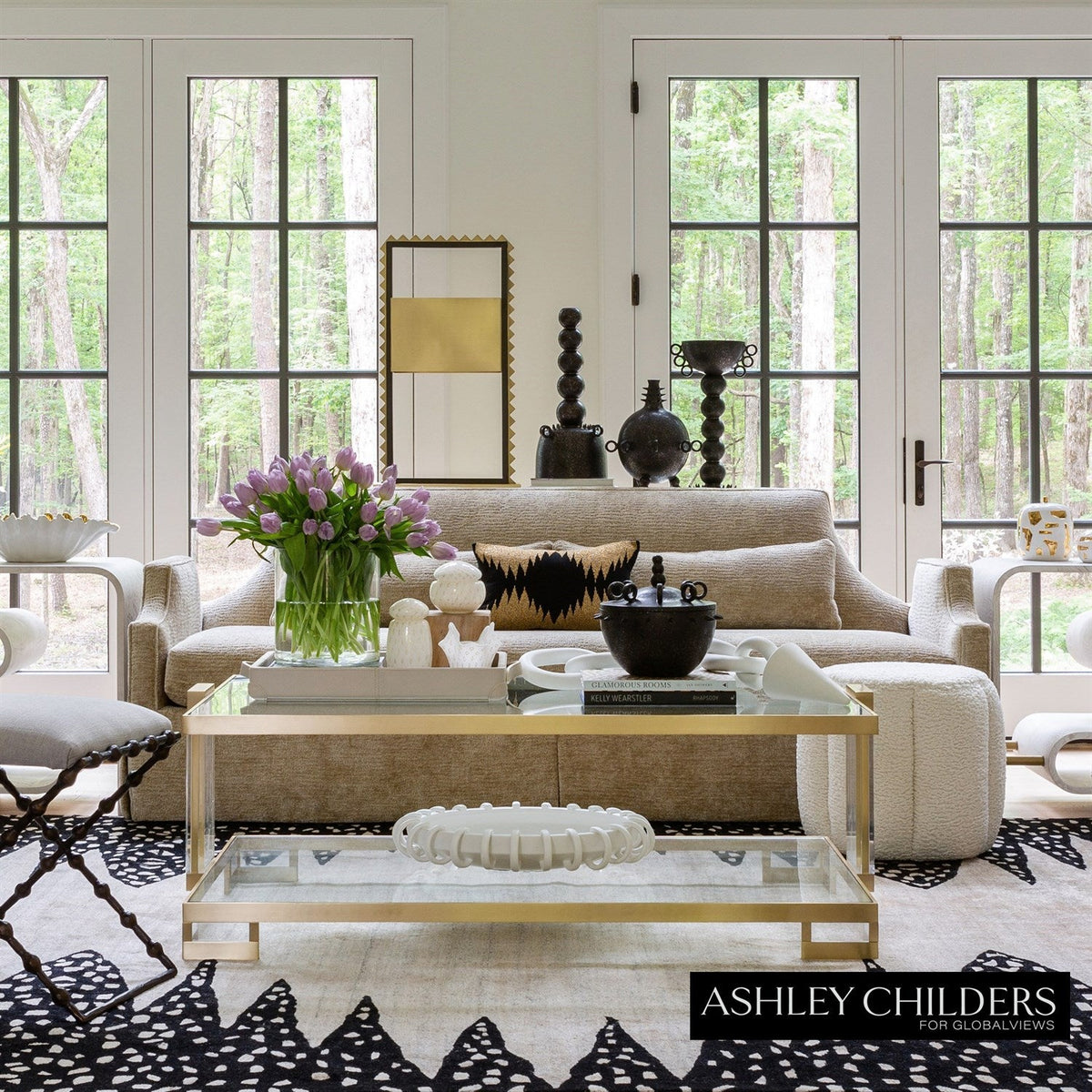 Global Views Beige Black Tristan Rug
