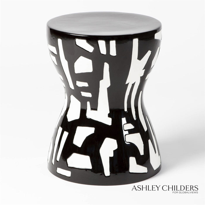 Global Views Abstract Stool by Ashley Childers DSC