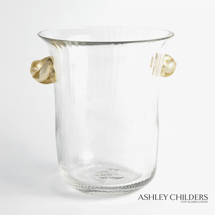 Global Views Champagne Ice Bucket with Gold Knot Handles by Ashley Childers