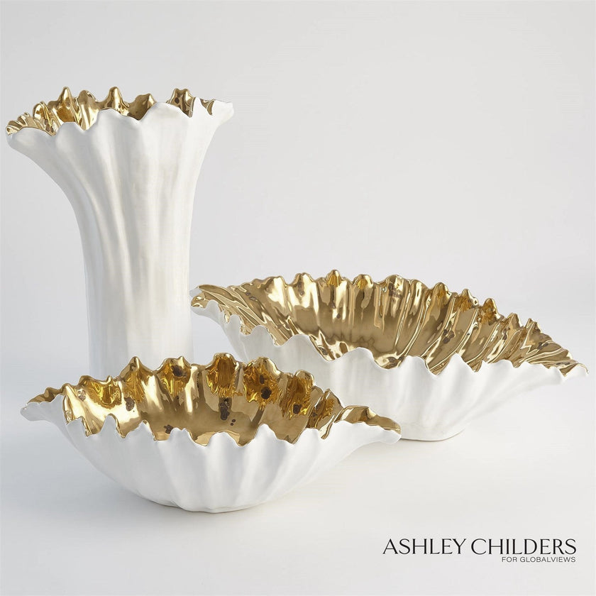 Global Views White Organic Wave Oval Bowl