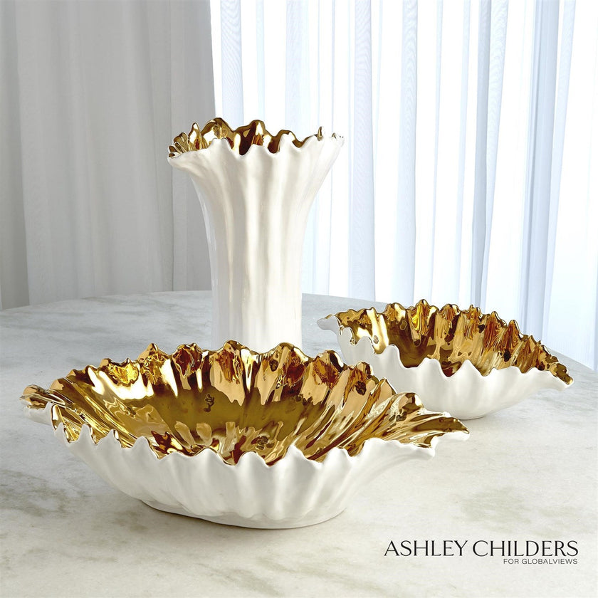 Global Views White Organic Wave Oval Bowl