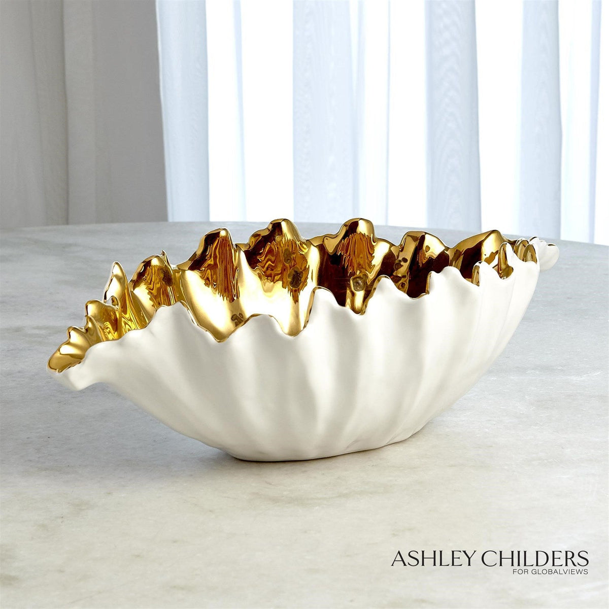 Global Views White Organic Wave Oval Bowl