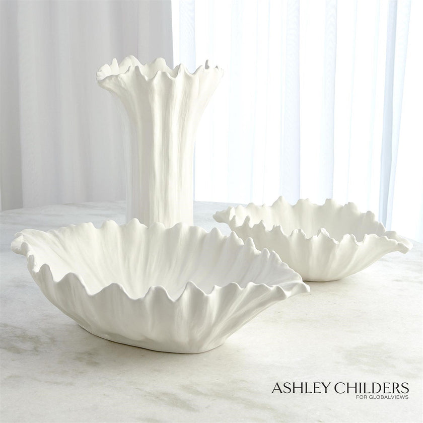 Global Views White Organic Wave Oval Bowl