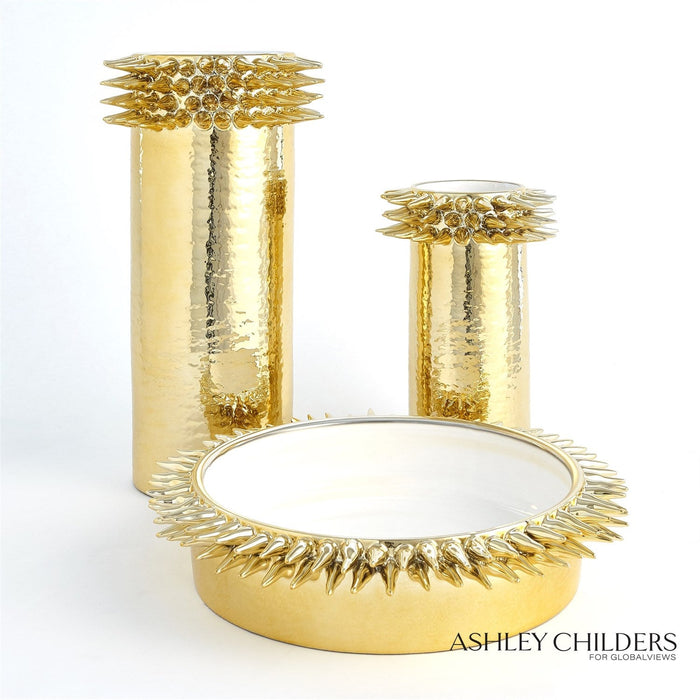 Global Views Spike Cylinder Gold Vase by Ashley Childers