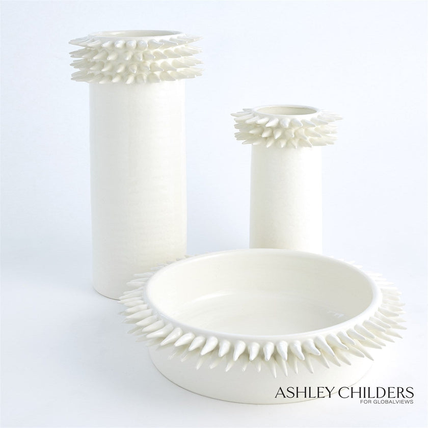 Global Views White Spike Cylinder Vase
