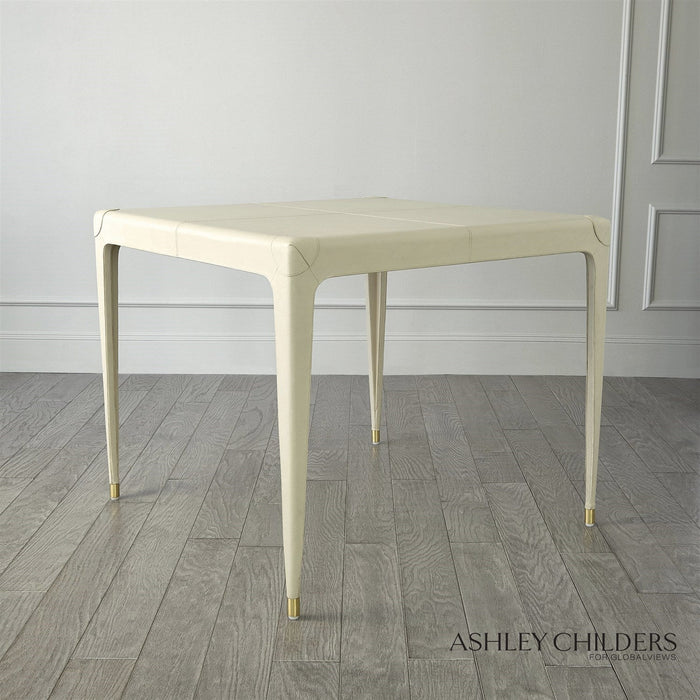 Global Views Tiburtina Game Table in Mist Leather by Ashley Childers