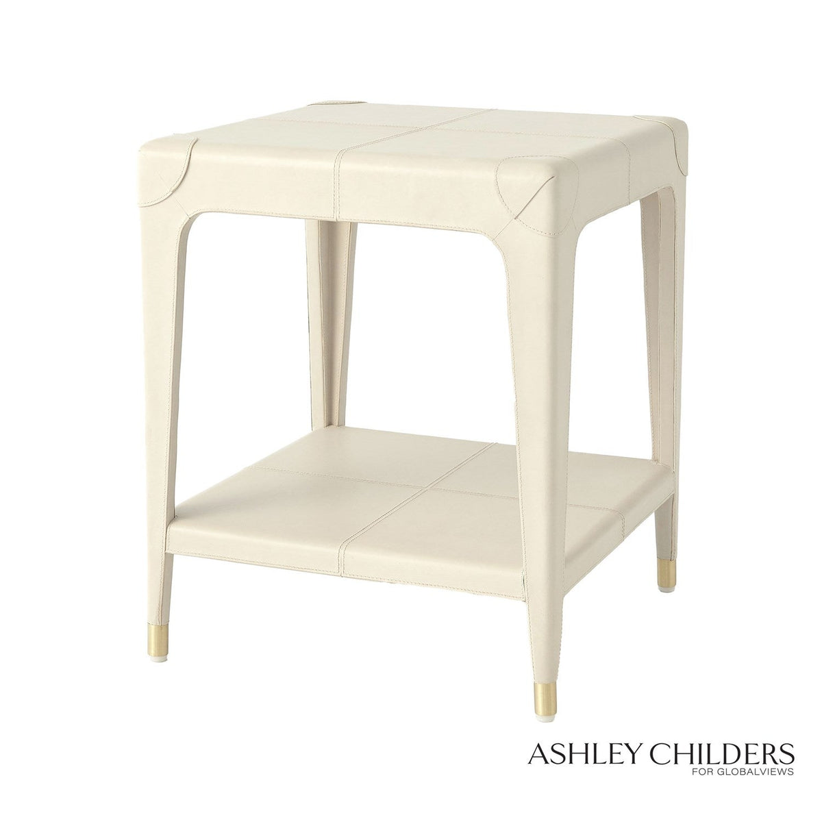 Global Views Mist Leather Tiburtina End Table