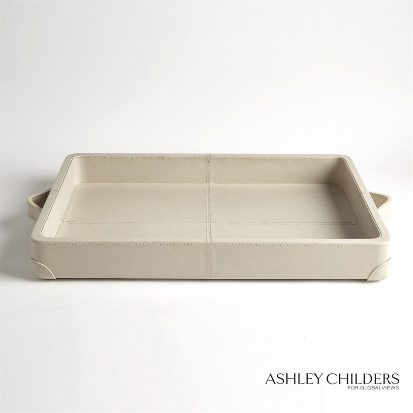 Global Views Mist Leather Tiburtina Tray