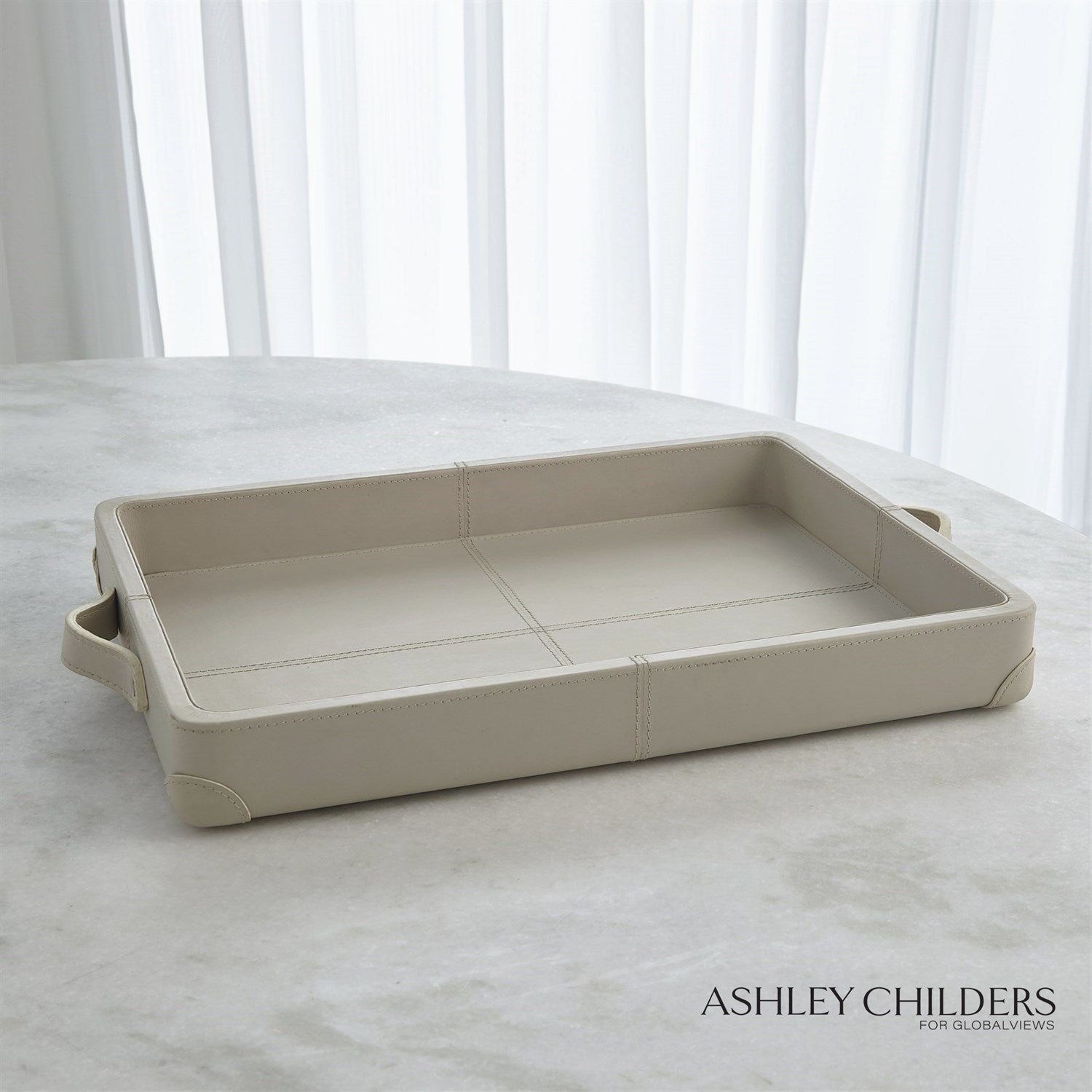 Global Views Mist Leather Tiburtina Tray