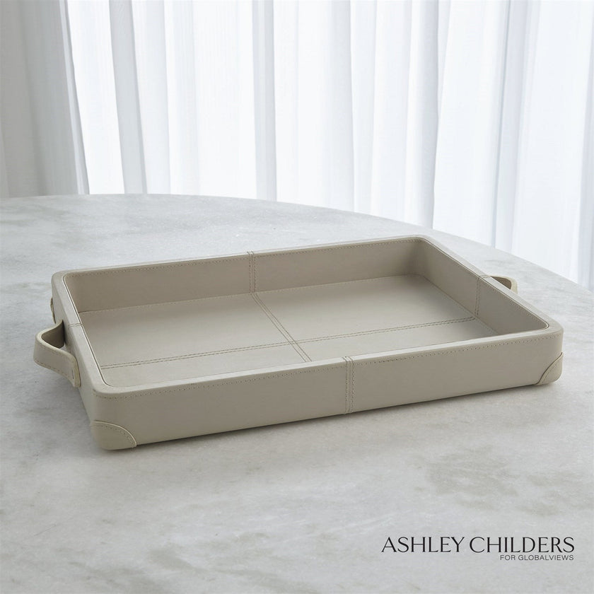 Global Views Mist Leather Tiburtina Tray