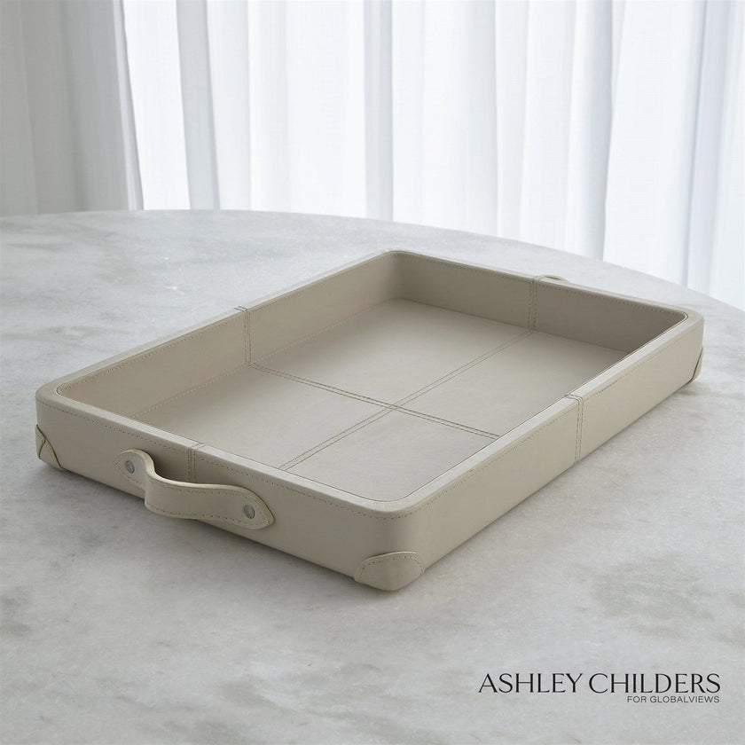 Global Views Mist Leather Tiburtina Tray