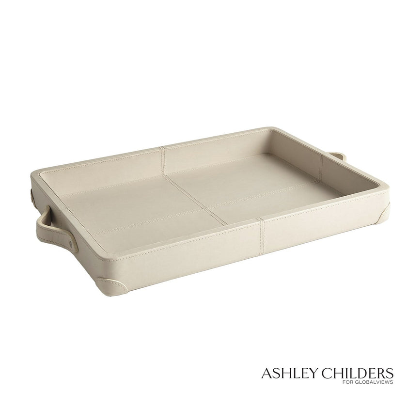 Global Views Mist Leather Tiburtina Tray