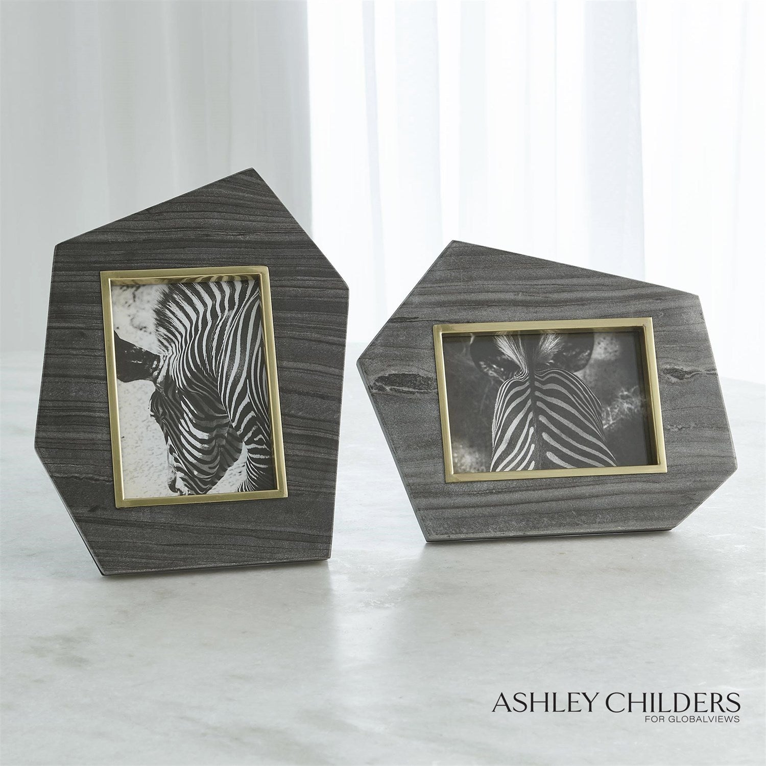 Global Views Brass Frame Grey Stone Photo Frame by Ashley Childers