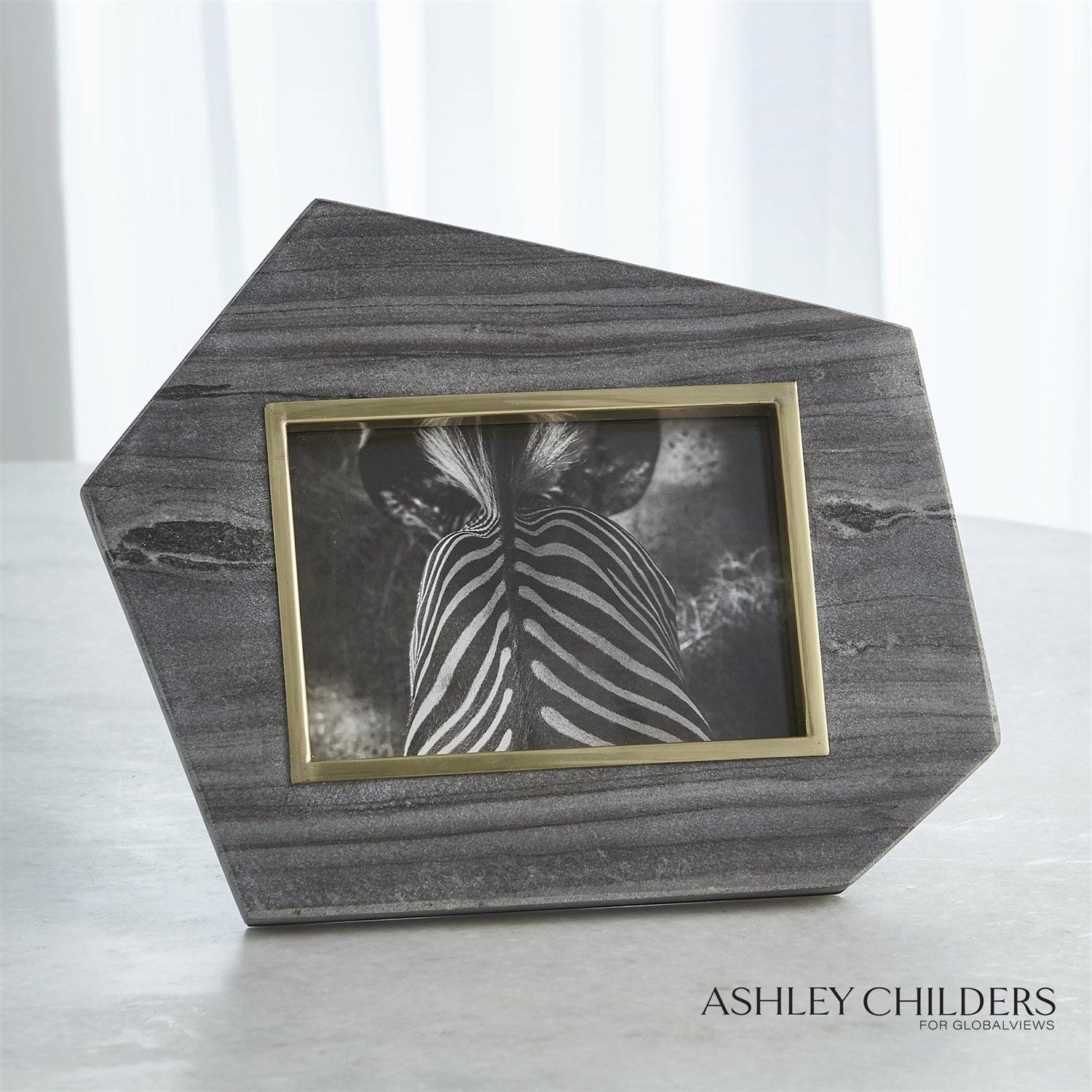 Global Views Brass Frame Grey Stone Photo Frame by Ashley Childers