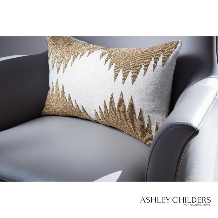 Global Views Gold Seed Beads Bone Tristan Pillow