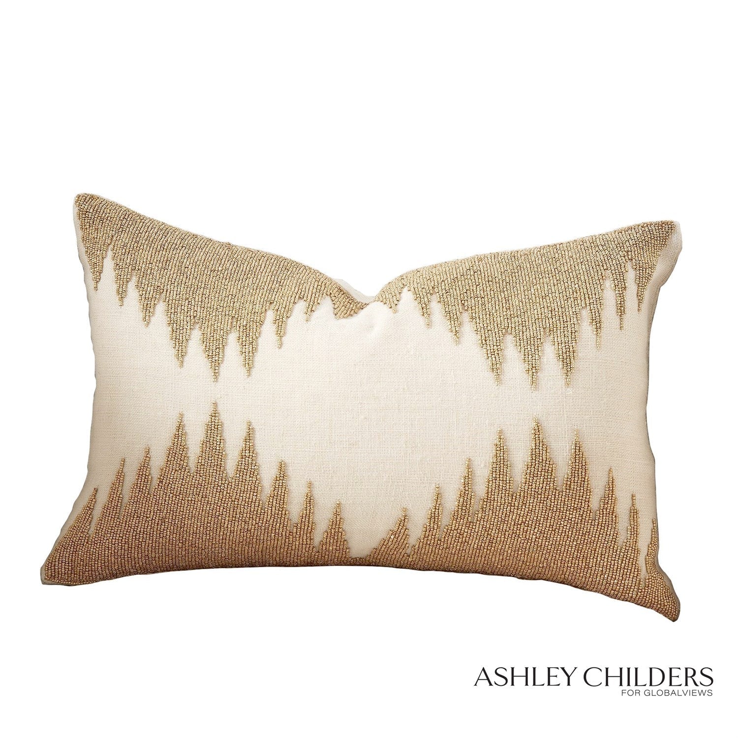 Global Views Gold Seed Beads Bone Tristan Pillow