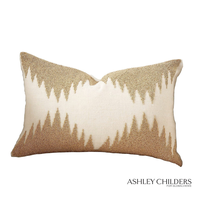 Global Views Gold Seed Beads Bone Tristan Pillow