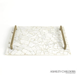 Global Views Brass Handles Gypsum Tray