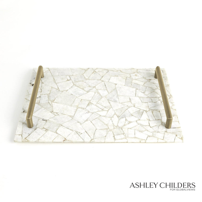 Global Views Brass Handles Gypsum Tray