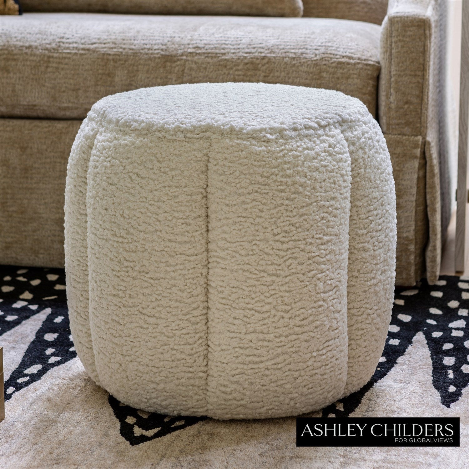 Global Views Tuffet Ottoman Sheepskin by Ashley Childers