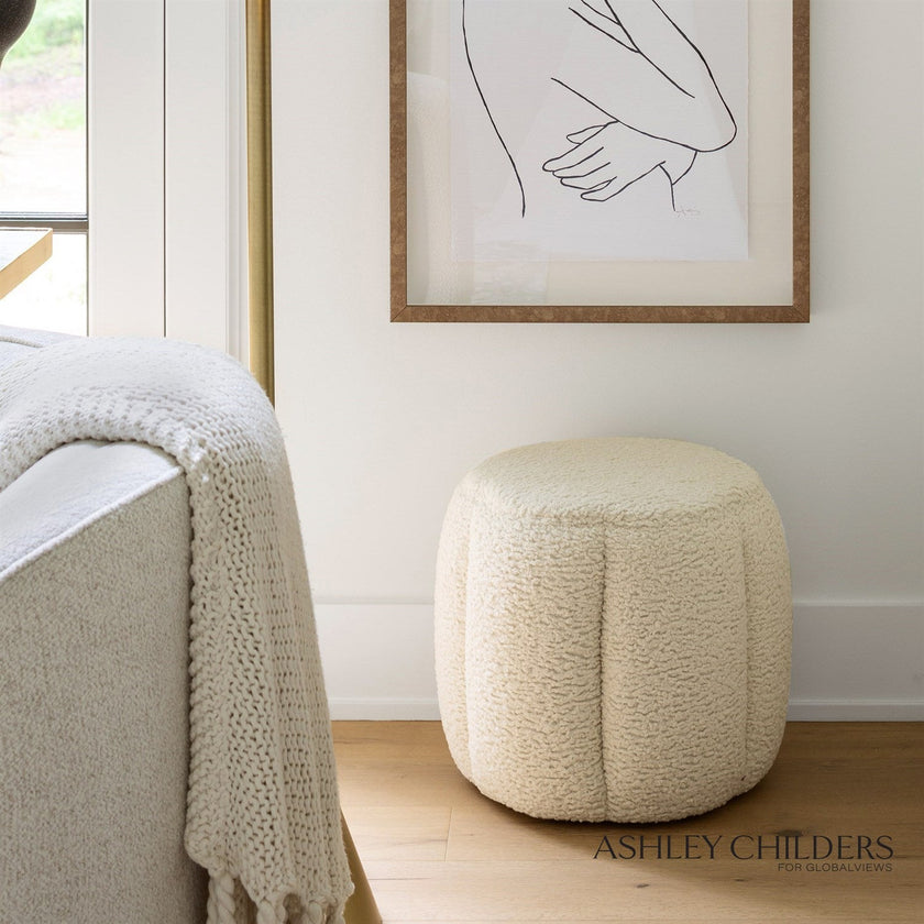 Global Views Tuffet Ottoman Sheepskin by Ashley Childers