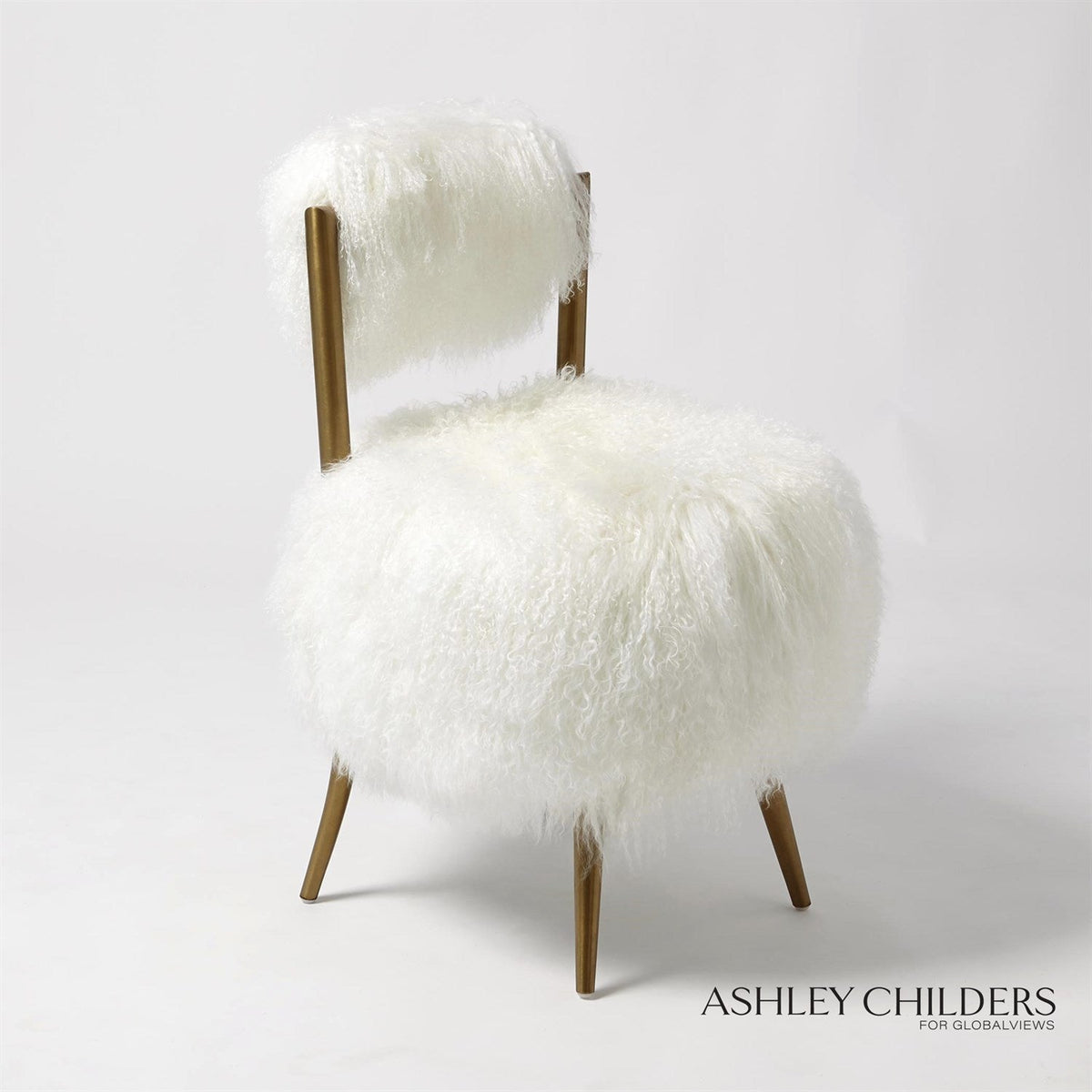 Global Views White Hailey Chair Mongolian Lamb