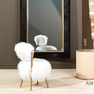 Global Views White Hailey Chair Mongolian Lamb