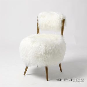 Global Views White Hailey Chair Mongolian Lamb