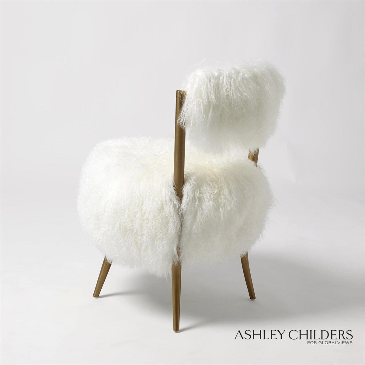 Global Views White Hailey Chair Mongolian Lamb