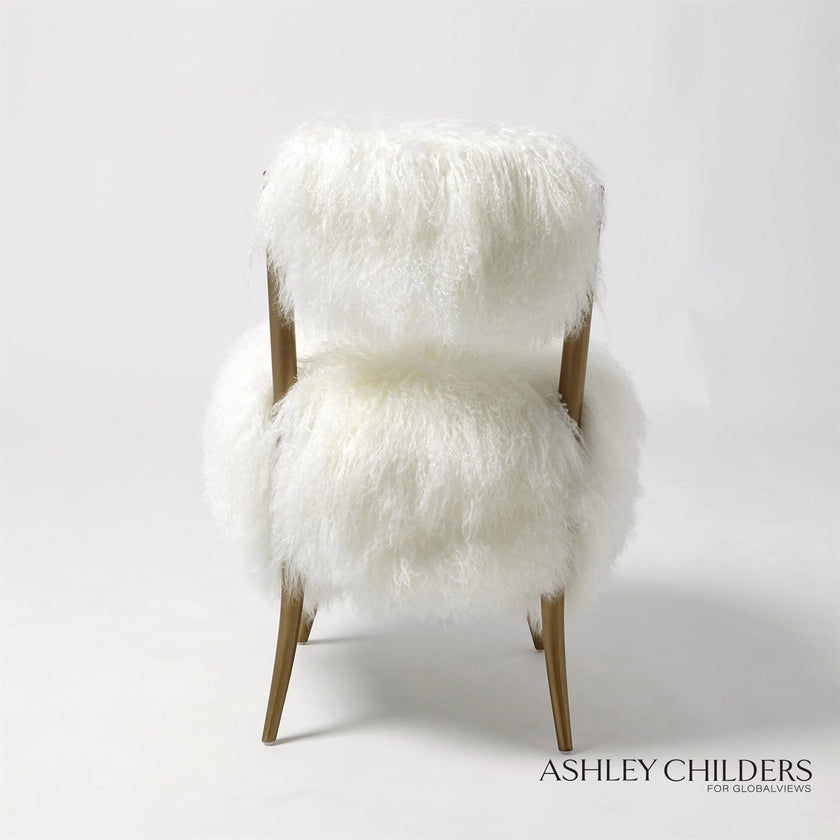 Global Views White Hailey Chair Mongolian Lamb