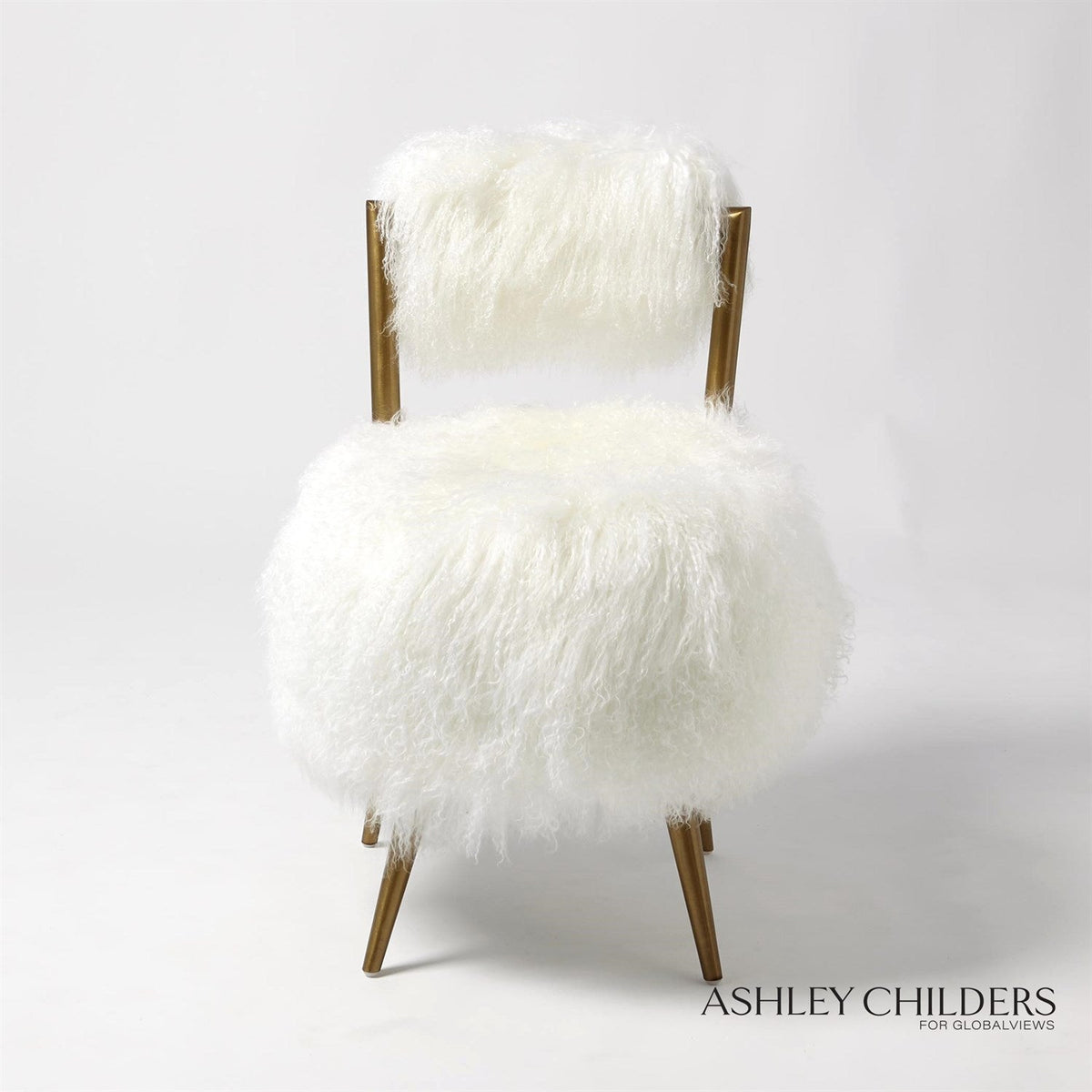 Global Views White Hailey Chair Mongolian Lamb