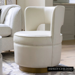 Global Views Milk Leather Stella Swivel Chair