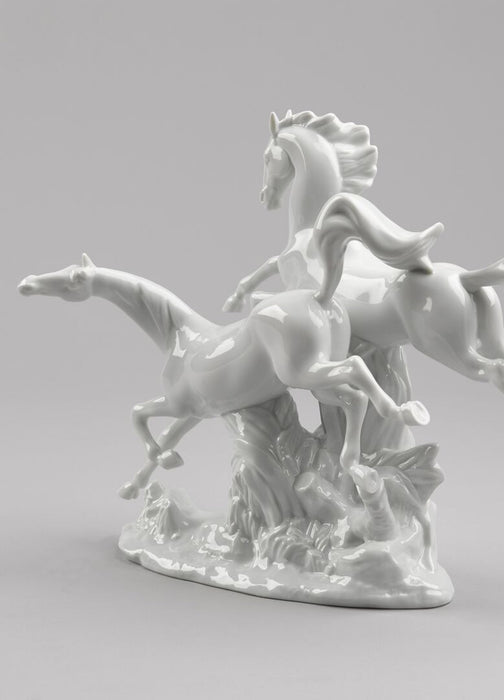 Lladro Horses Galloping Figurine