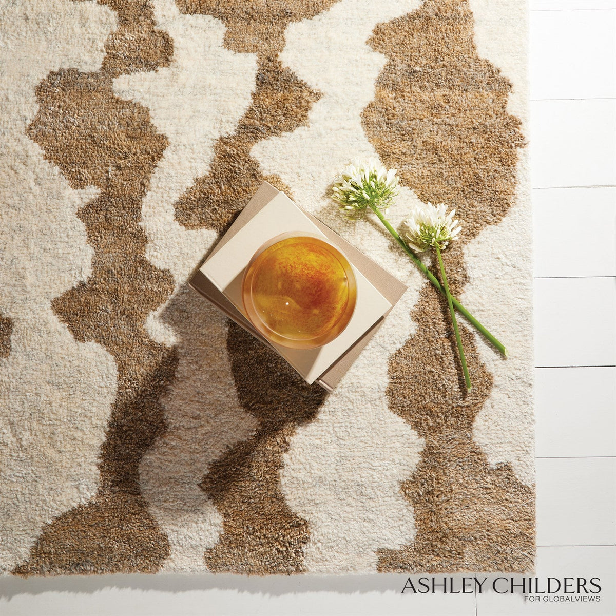 Global Views Dark Beige Ivory Monitor Rug