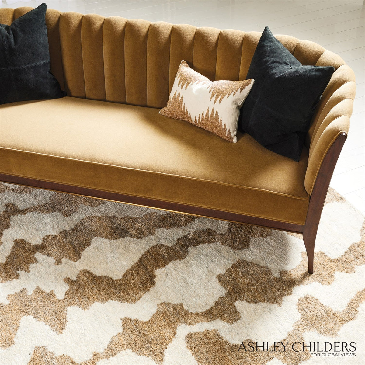 Global Views Dark Beige Ivory Monitor Rug