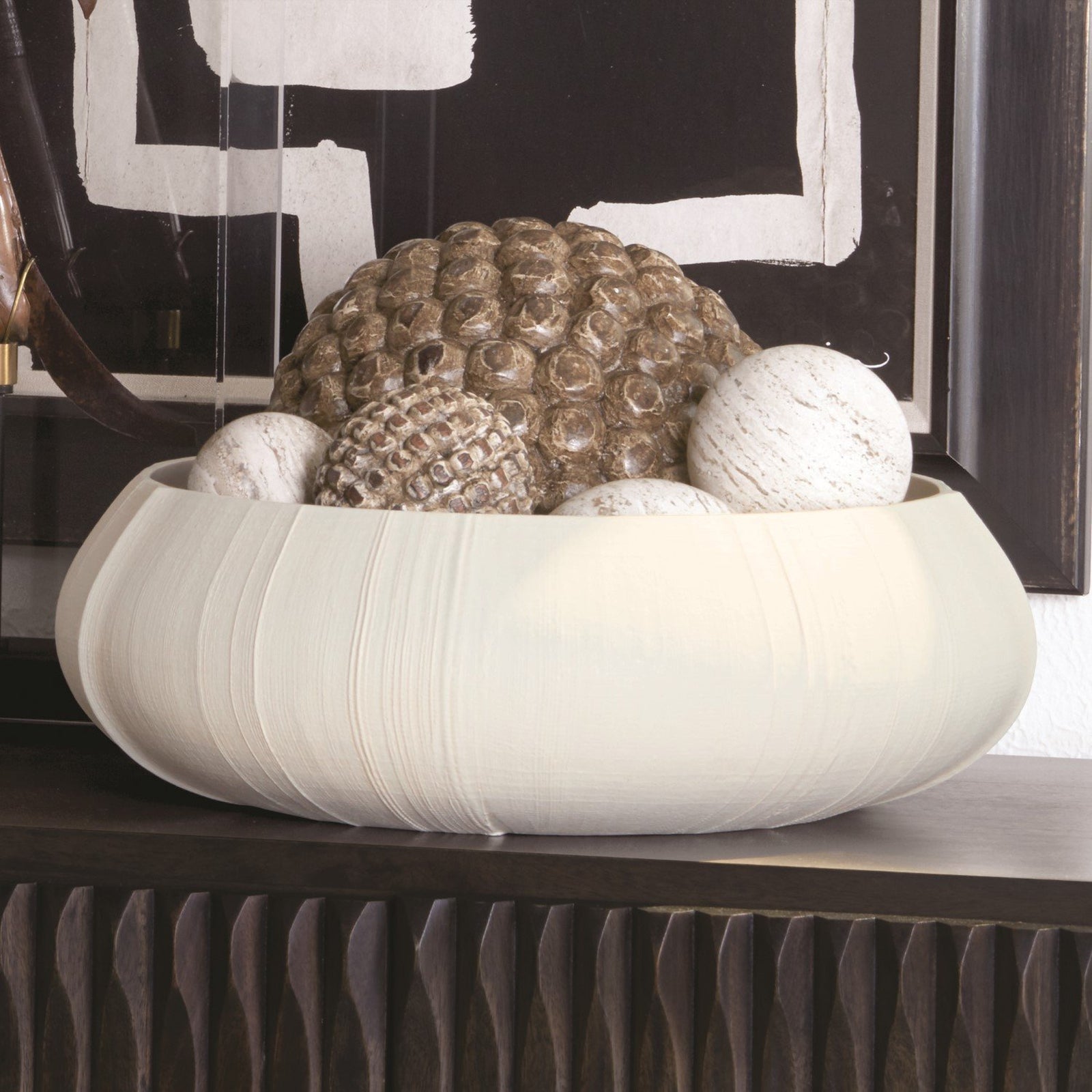 Global Views Linen Centerpiece Soft White