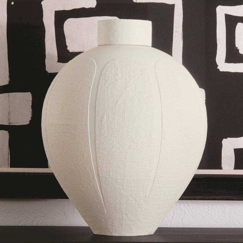Global Views Soft White Linen Jar