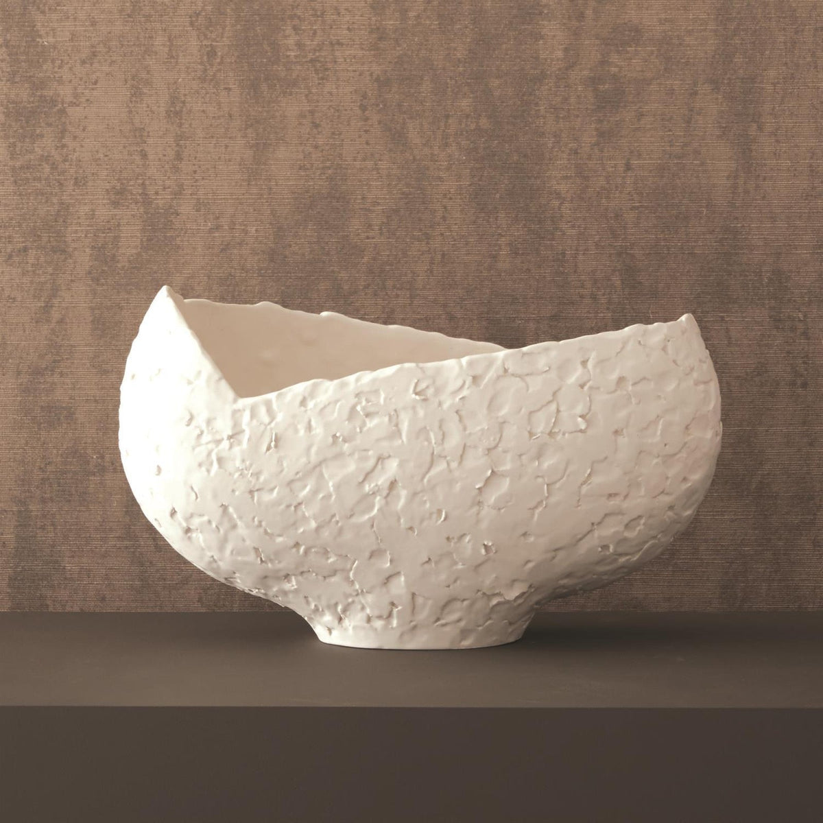 Global Views Matte White Asymmetrical Stipple Bowl