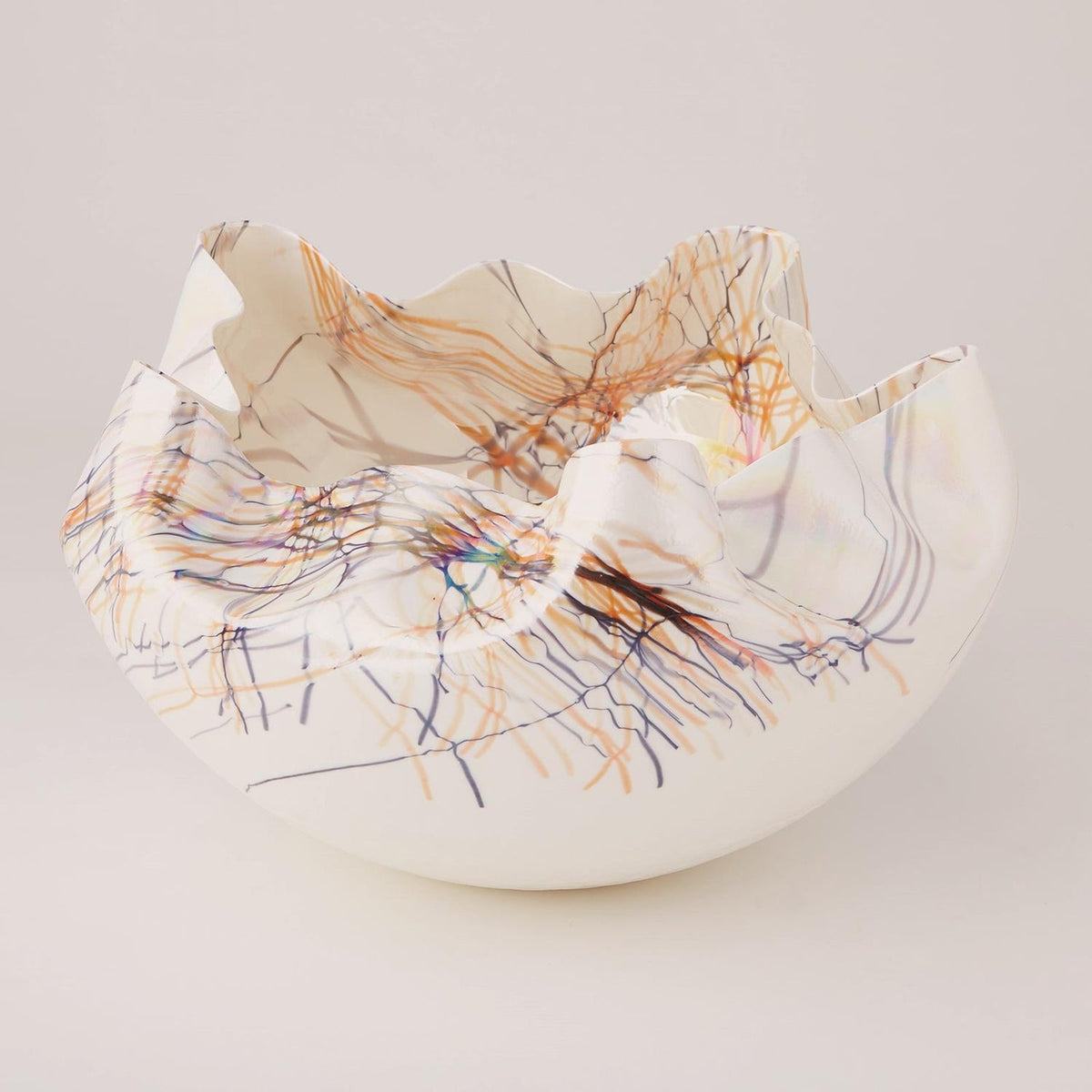 Global Views Orange Blue Cambrian Bowl